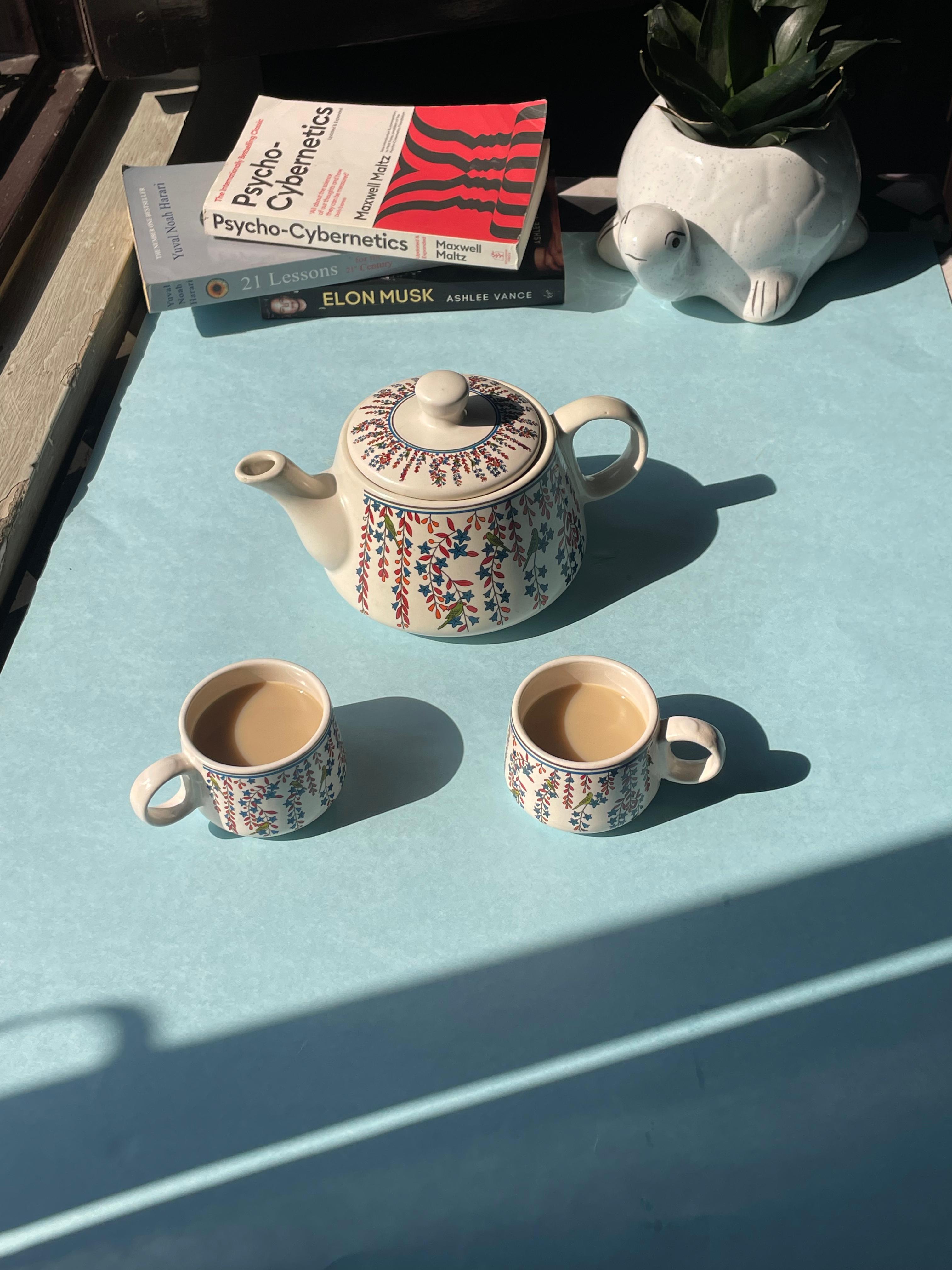 Floral Ceramic Tea Set with 6 cups