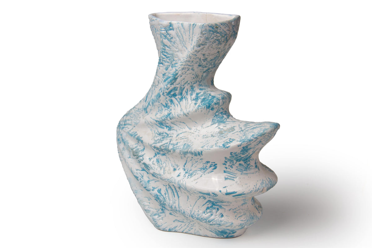 Blue Glaze Clamp Shell Vase