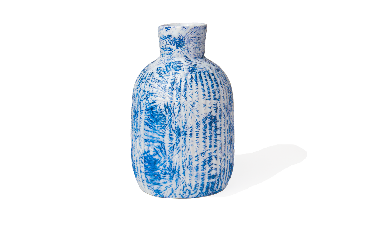 Large Blue Handicraft Vase